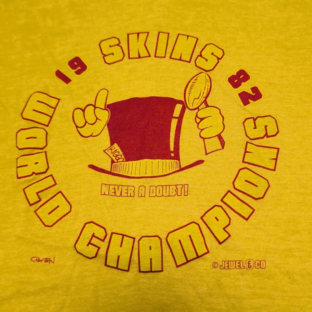 Vintage 1982 Skins World Champions Yellow T-Shirt Youth M Single Stitch Redskins - Picture 2 of 6